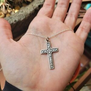 Vintage Silver Ornate Cross Necklace
